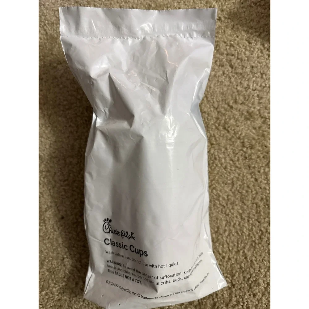 Chick-fil-A Classic Cups Set White Yellow Chick Pattern Sealed Promotional Cup